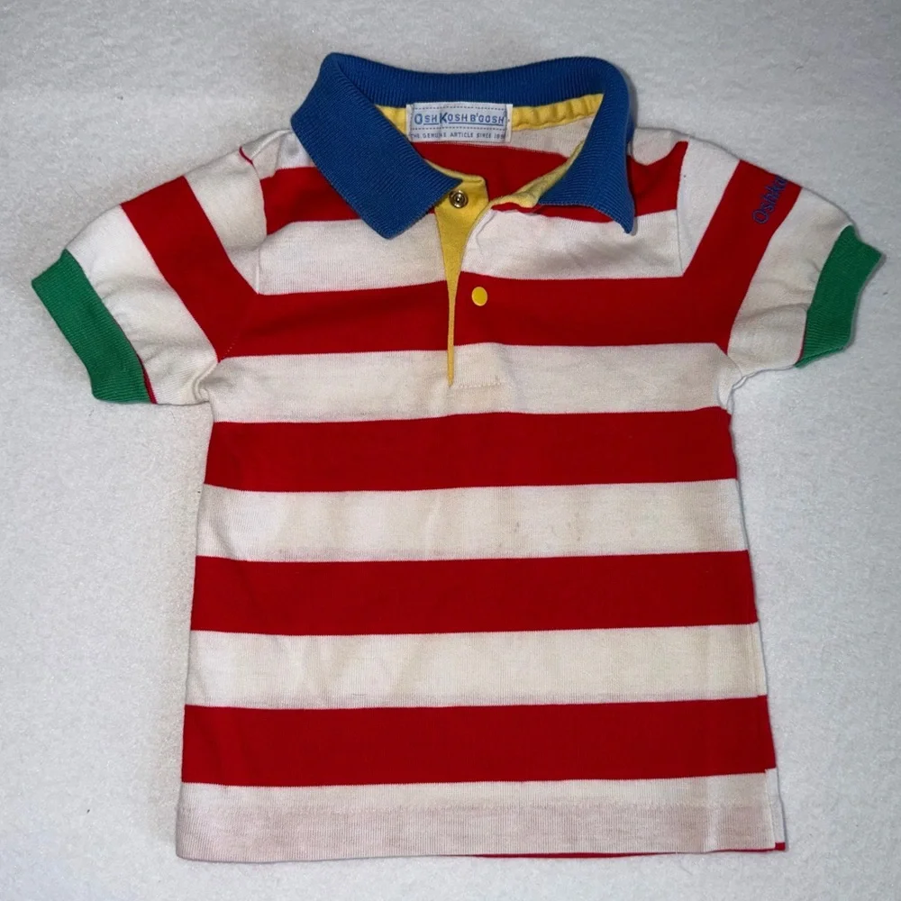 VTG OshKosh B'gosh Red and White Striped Polo